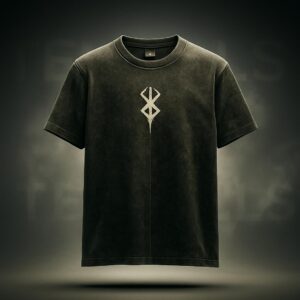 Stone wash with berserk symbol. displayed in mid air